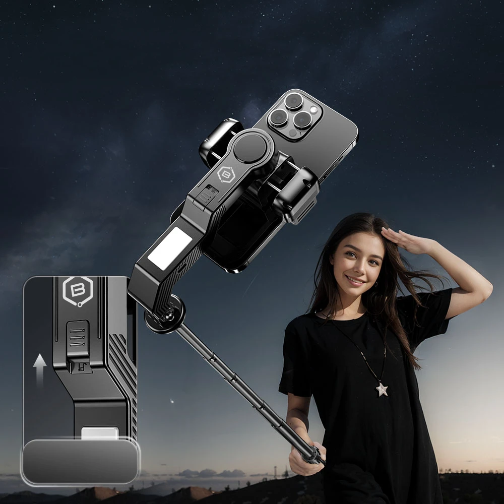 Blavec Selfie Stick Aliuminio Fusion P-10 Gimbal tripod + pilot 1 metras (SSFP10G-TRB10) juodos spalvos