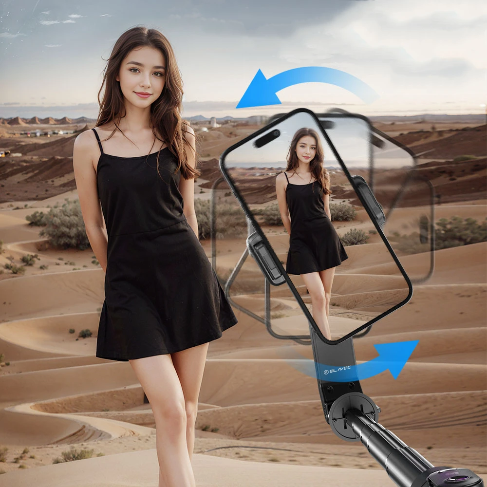 Blavec Selfie Stick Aliuminio Fusion P-10 Gimbal tripod + pilot 1 metras (SSFP10G-TRB10) juodos spalvos