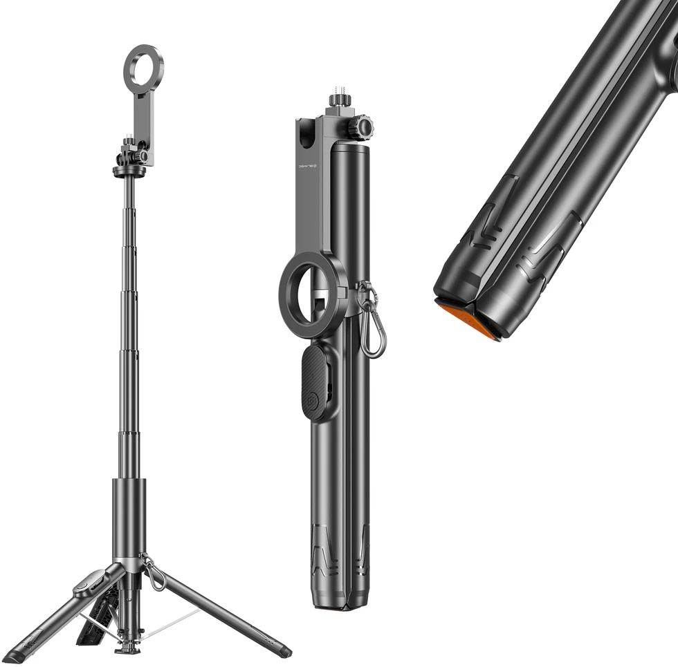 Blavec Selfie Stick Aliuminio Fusion P-12 Magsafe Auto pop tripod + remote control 1,60 metres (SSFP12-MTRAPB160) juodas