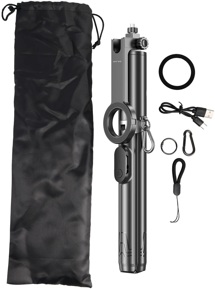 Blavec Selfie Stick Aliuminio Fusion P-12 Magsafe Auto pop tripod + remote control 1,60 metres (SSFP12-MTRAPB160) juodas