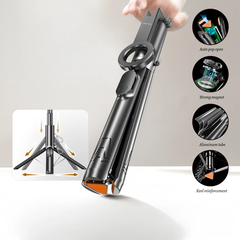 Blavec Selfie Stick Aliuminio Fusion P-12 Magsafe Auto pop tripod + remote control 1,60 metres (SSFP12-MTRAPB160) juodas