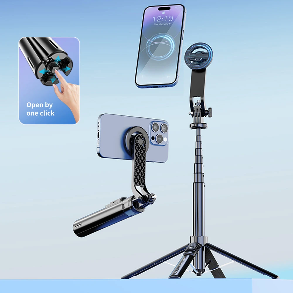Blavec Selfie Stick Aliuminio Fusion P-06 Magsafe tripod + remote control + holder 1,34 metres (SSFP06-MTRHB134) juodos spalvos