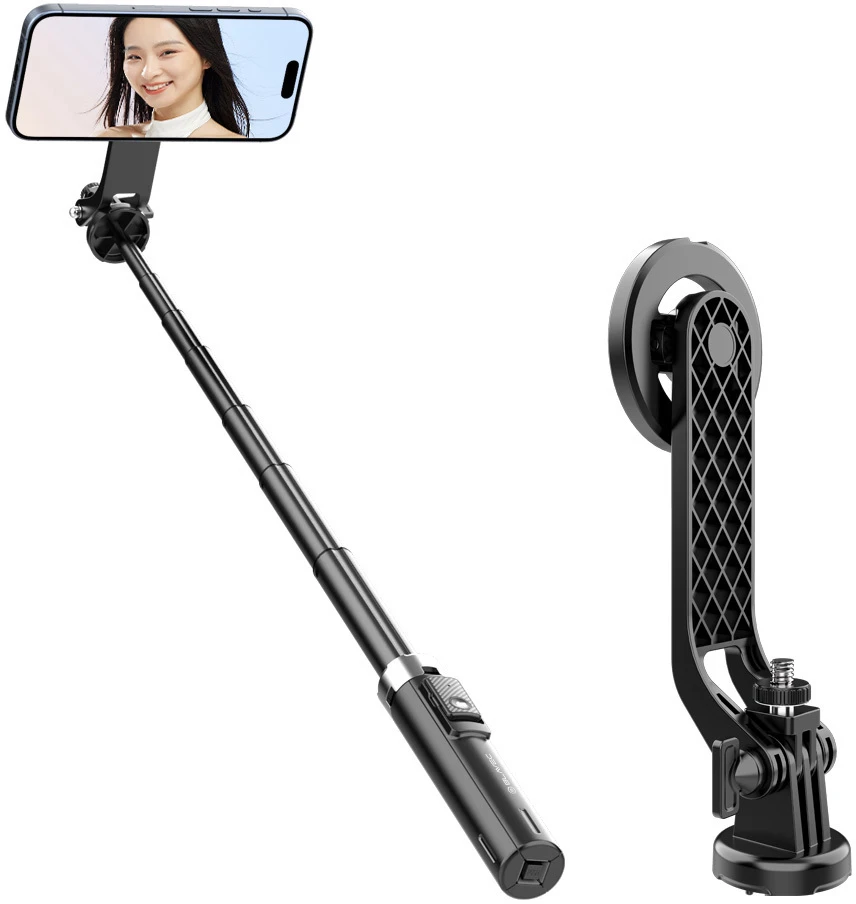 Blavec Selfie Stick Aliuminio Fusion P-06 Magsafe tripod + remote control + holder 1,34 metres (SSFP06-MTRHB134) juodos spalvos