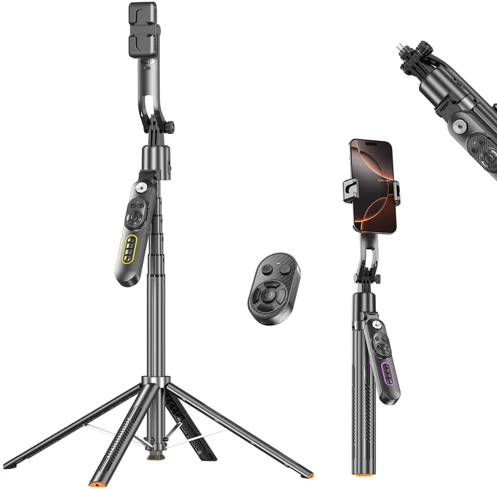 Blavec Selfie Stick Aliuminio Move AI Q-01 Auto pop tripod + remote control 1,80 metres (SSAQ01-APTRB180) juodas
