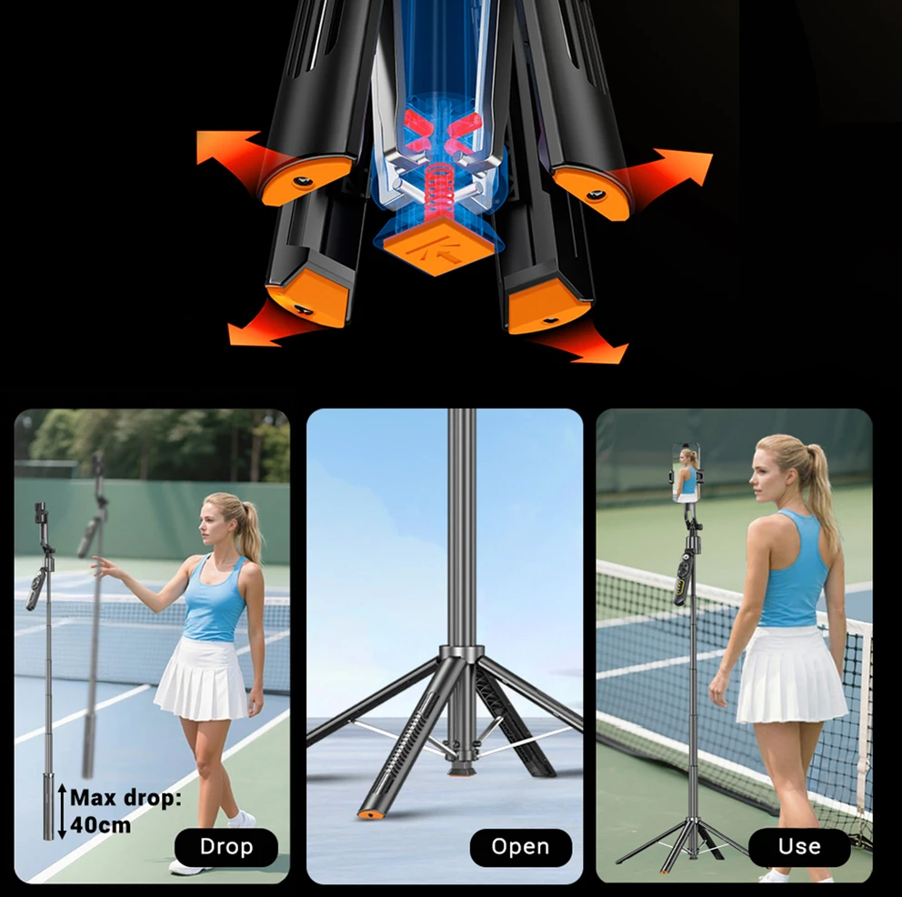 Blavec Selfie Stick Aliuminio Move AI Q-01 Auto pop tripod + remote control 1,80 metres (SSAQ01-APTRB180) juodas