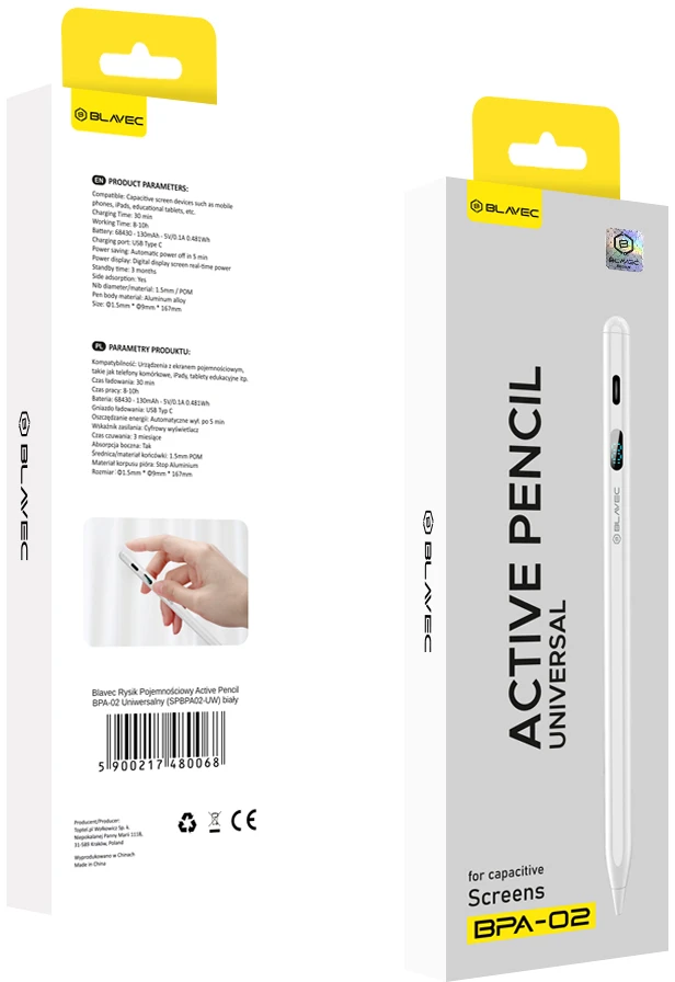 Blavec Talpinis rašiklis Pen Active BPA-02 universalus (SPBPA02-UW) baltos spalvos