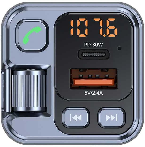 Blavec Transmiter FM Flash TR-05 MP3, Bluetooth – USB + Typ C – PD 30W (TFMFTR05-B) juodos spalvos