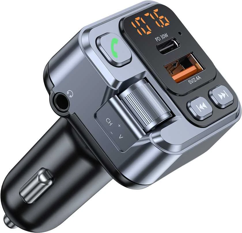 Blavec Transmiter FM Flash TR-05 MP3, Bluetooth – USB + Typ C – PD 30W (TFMFTR05-B) juodos spalvos