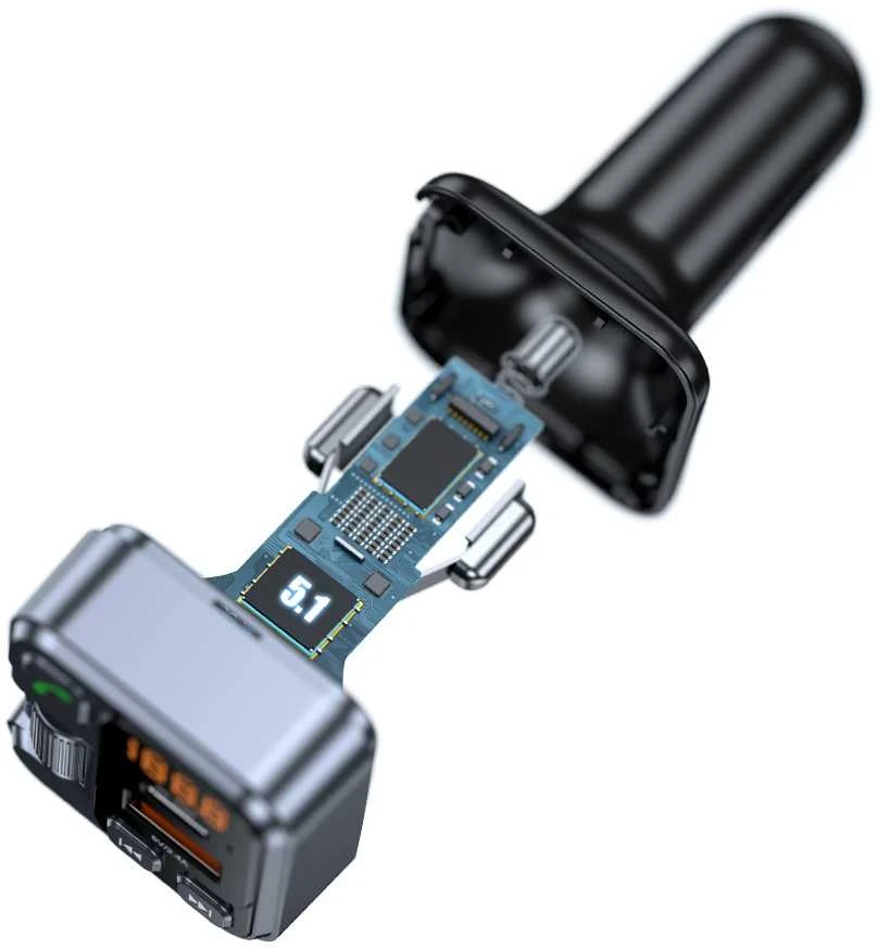 Blavec Transmiter FM Flash TR-05 MP3, Bluetooth – USB + Typ C – PD 30W (TFMFTR05-B) juodos spalvos