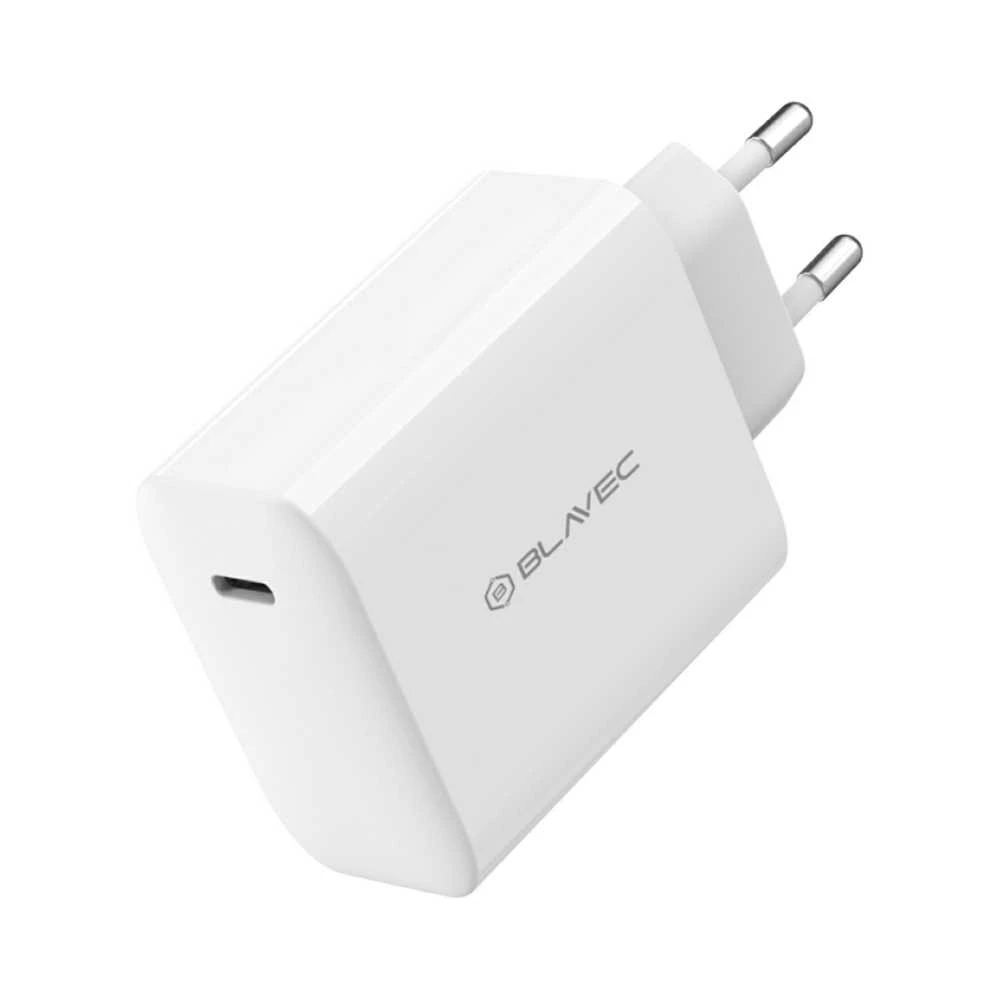 Blavec sieninis įkroviklis BC-8 GaN4 – C tipo – PD QC 65W 3A su C tipo į C tipo laidu (TCBC8G4-CW653A+CC) baltas