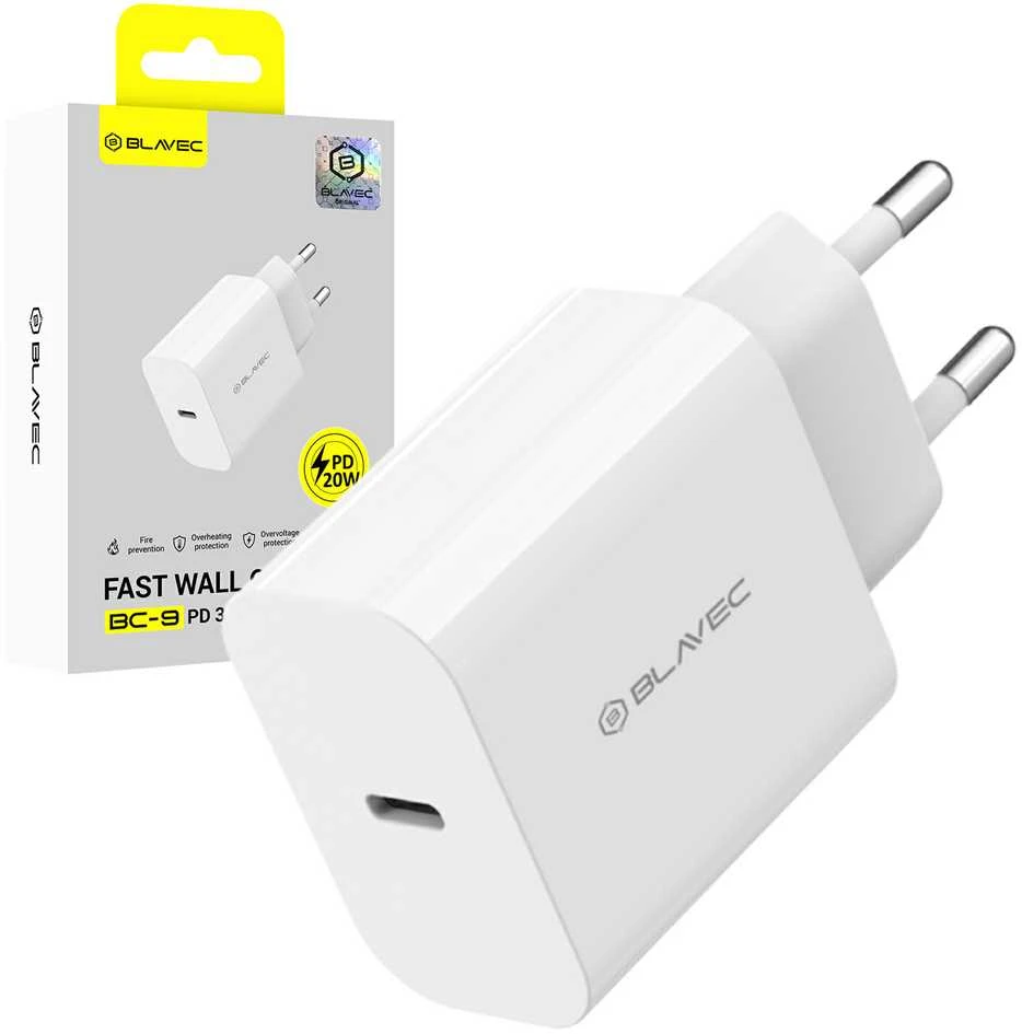 Blavec sieninis įkroviklis BC-9 – C tipo – PD 20W 3A (TCBC9-CW203A) baltas