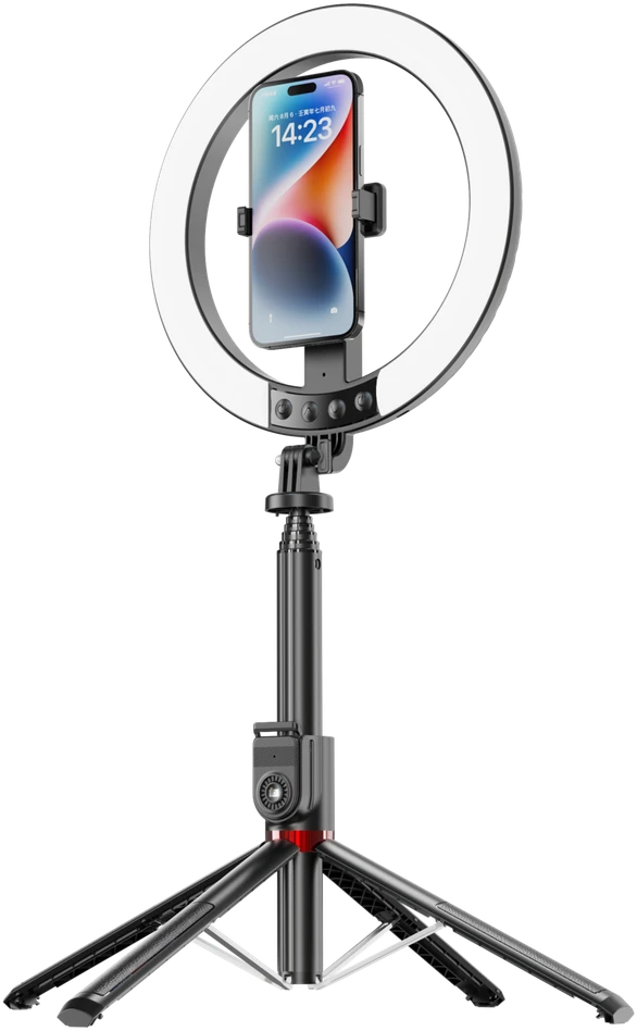 Blavec žiedinis šviestuvas Selfie Aliuminio Aura LED RGB Ring P50 25cm tripod + nuotolinis valdymas + 2,3 metra (RLP50-TRB23) juodos spalvos