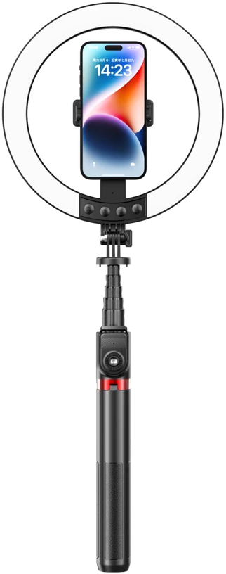 Blavec žiedinis šviestuvas Selfie Aliuminio Aura LED RGB Ring P50 25cm tripod + nuotolinis valdymas + 2,3 metra (RLP50-TRB23) juodos spalvos