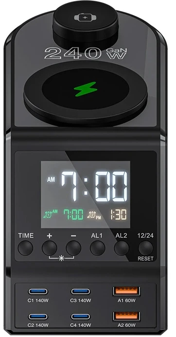 Blitzwolf BW-FW10 žadintuvas su įkrovikliu 2xUSB-A, 4xUSB-C, 240W