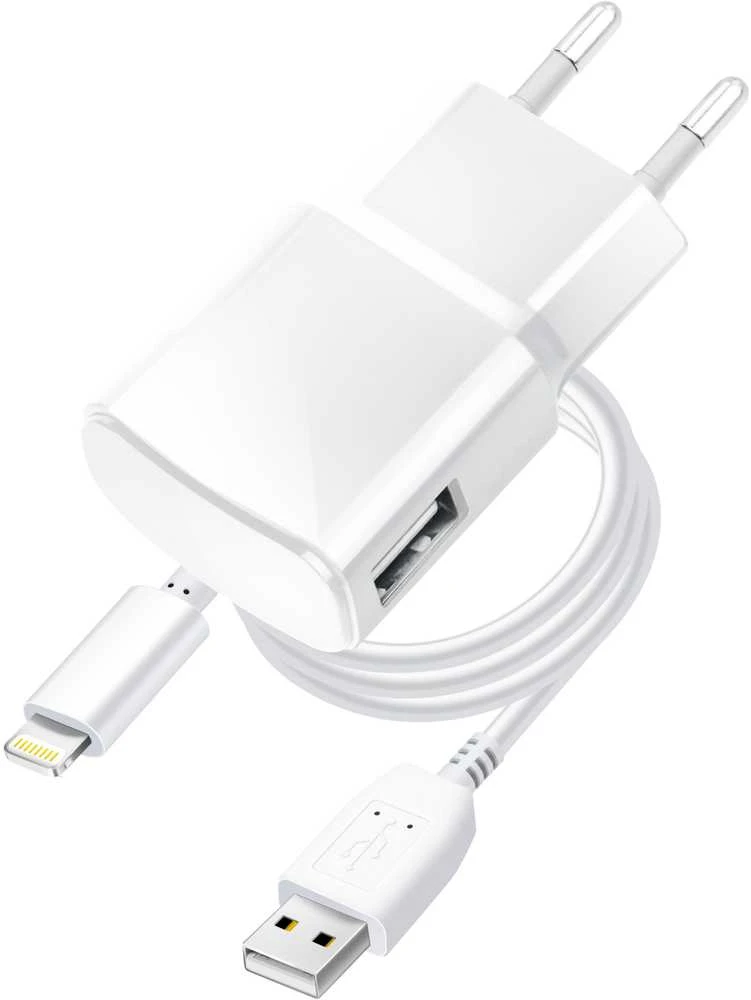 BlueStar Telefono įkroviklis Blue Star USB A 1A 5W + laidas USB A į Lightning TFK-TC-1100B baltas