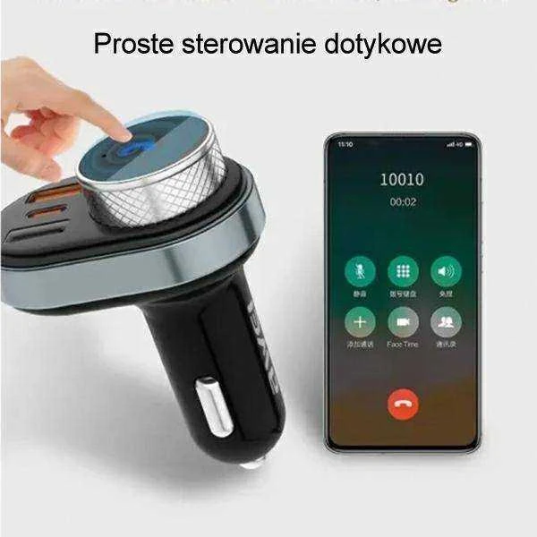 AWEI C-843 laisvų rankų įranga su FM siųstuvu, Bluetooth 5.0, MP3, 1xUSB+1xUSB-C juodas