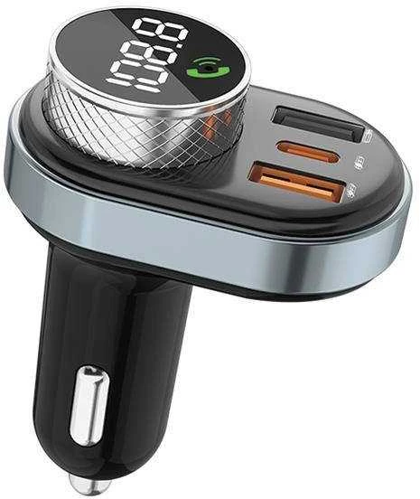 AWEI C-843 laisvų rankų įranga su FM siųstuvu, Bluetooth 5.0, MP3, 1xUSB+1xUSB-C juodas