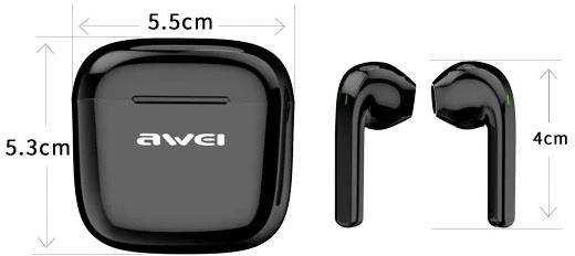 AWEI Bluetooth 5.0 T26 TWS ausinės + docking station juodos spalvos