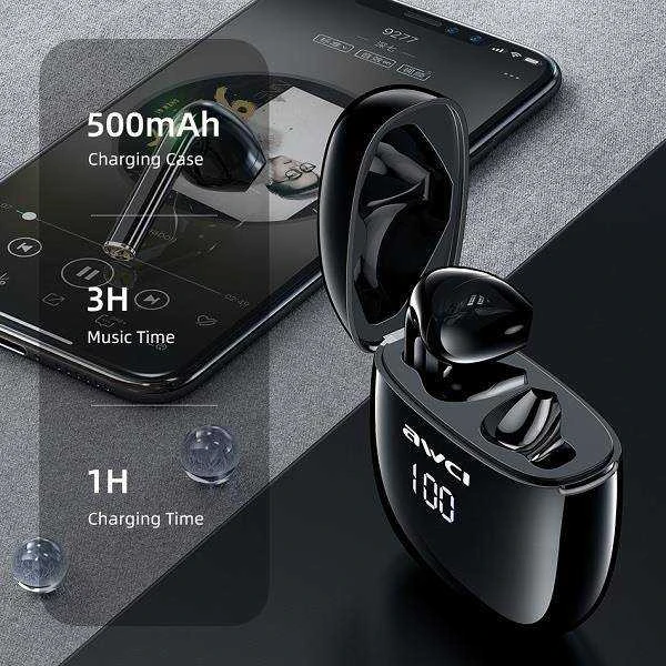 AWEI Bluetooth 5.0 T28P TWS ausinės + docking station juodos spalvos