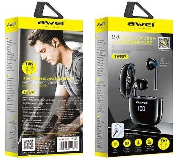 AWEI Bluetooth 5.0 T28P TWS ausinės + docking station juodos spalvos