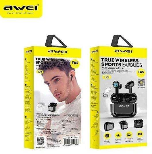 AWEI Bluetooth 5.0 T29 TWS ausinės + docking station juodos spalvos