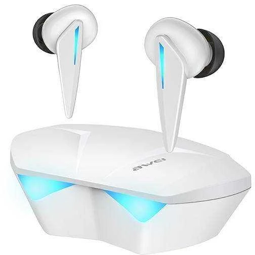 Caso AWEI Bluetooth 5.0 T23 TWS ausinės + docking station žaidimams baltos spalvos