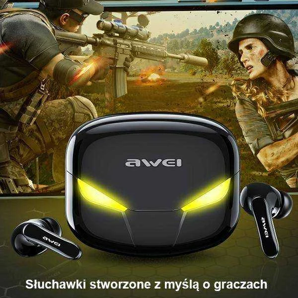 AWEI Bluetooth 5.0 T35 TWS ausinės + docking station žaidimams juodos spalvos