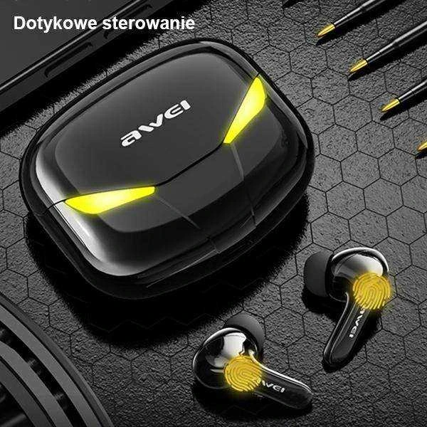 AWEI Bluetooth 5.0 T35 TWS ausinės + docking station žaidimams juodos spalvos