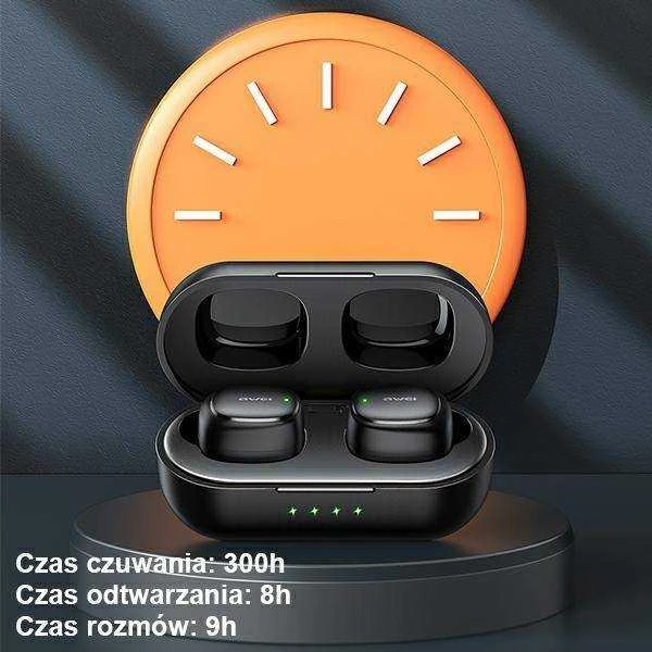 AWEI Bluetooth 5.1 T13 Pro TWS ausinės + docking station juodos spalvos