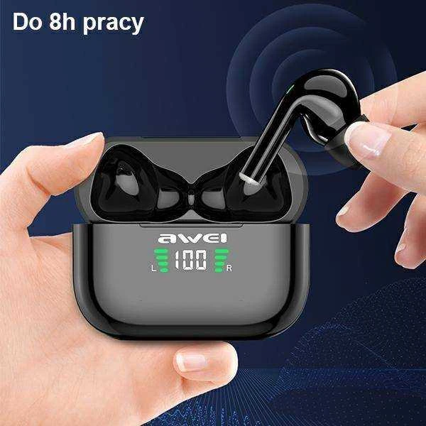 AWEI Bluetooth 5.1 T29P TWS ausinės + docking station juodos spalvos
