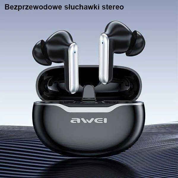 AWEI Bluetooth 5.3 T50 TWS ausinės + docking station juodos spalvos