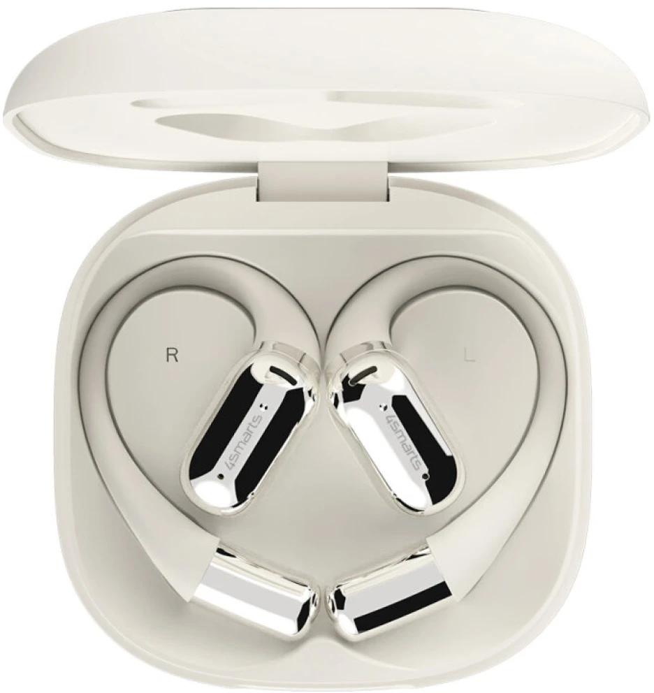 Bluetooth ausinės 4smarts SkyBuds OWS with AI screen beige
