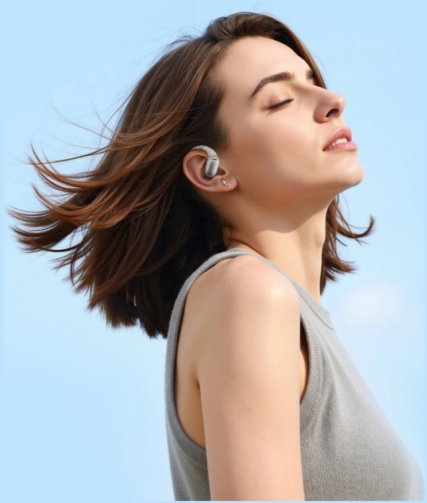 Bluetooth ausinės 4smarts SkyBuds OWS with AI screen beige
