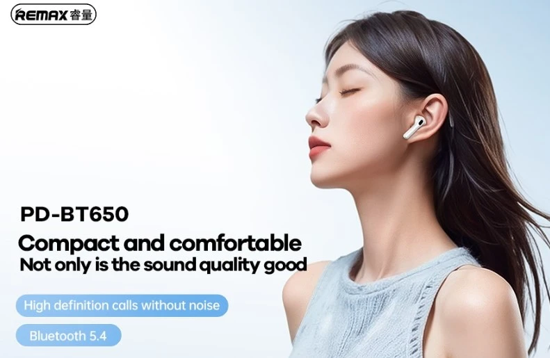 „BLUETOOTH“ AUSINĖS REMAX TWS PD-BT650 PRODA 5.4 ANC ENC BALTOS