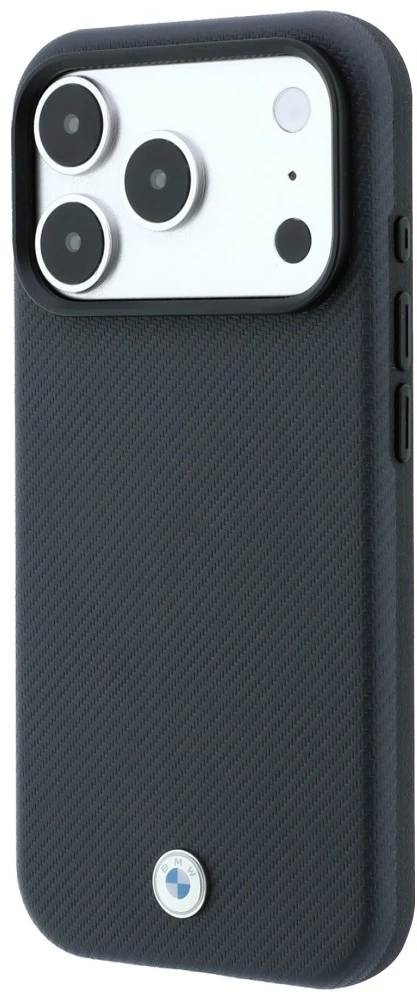 BMW Kevlar Metal Logo MagSafe dėklas, skirtas iPhone 18 Pro / 17 Pro, antracito spalvos