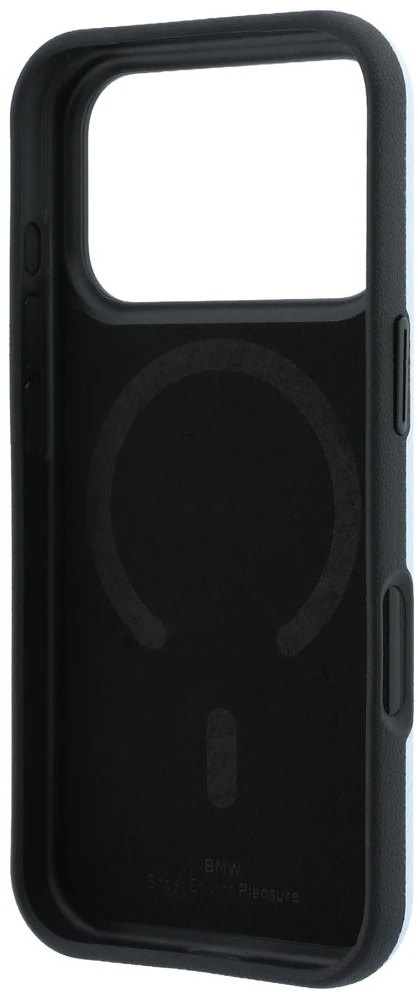 BMW Kevlar Metal Logo MagSafe dėklas, skirtas iPhone 18 Pro Max / 17 Pro Max, mėlynas