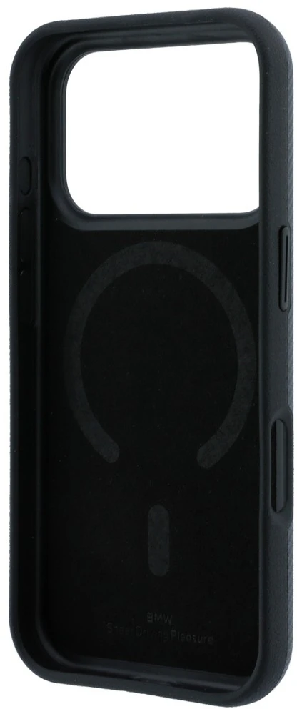 BMW Kevlar Metal Logo MagSafe dėklas, skirtas iPhone 18 Pro / 17 Pro, antracito spalvos