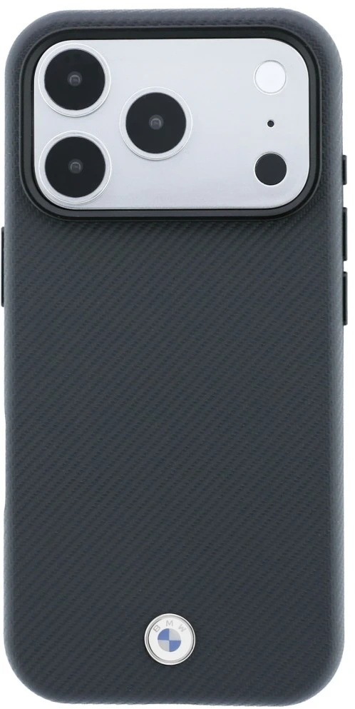 BMW Kevlar Metal Logo MagSafe dėklas, skirtas iPhone 18 Pro / 17 Pro, antracito spalvos