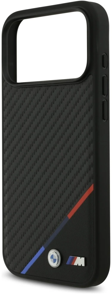 Dėklas BMW M Carbon Tricolor Line MagSafe Apple iPhone 17 Pro Max juodos spalvos