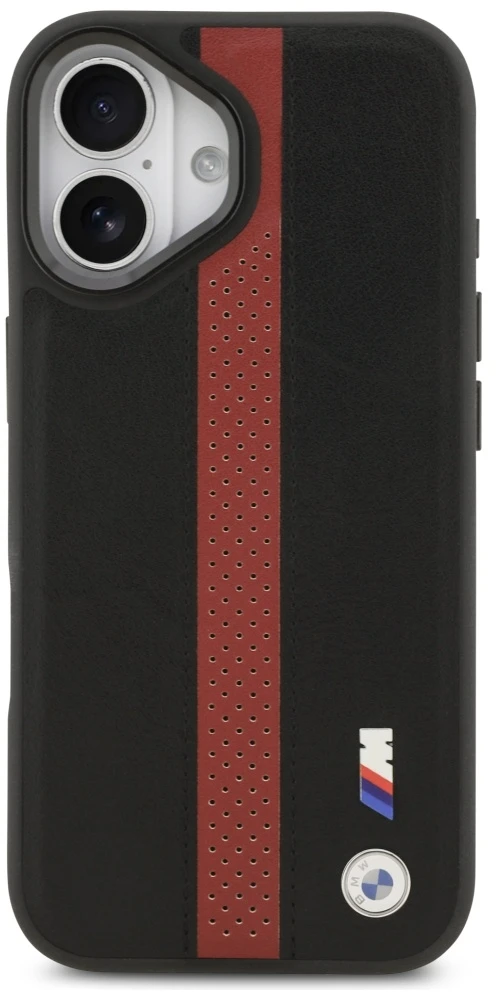 BMW M Perforated Stripe Logo MagSafe Dėklas for iPhone 17 Raudona