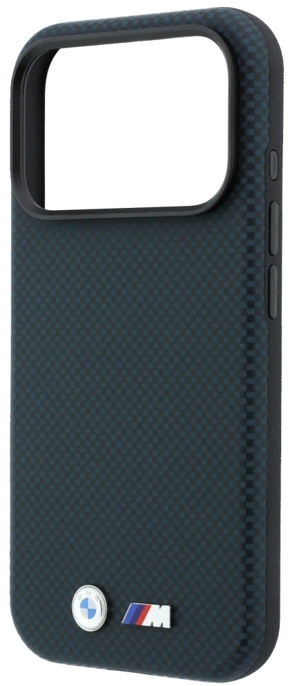 BMW M Quadrille Kevlar metalinis logotipas MagSafe dėklas, skirtas iPhone 18 Pro Max / 17 Pro Max, tamsiai mėlynas