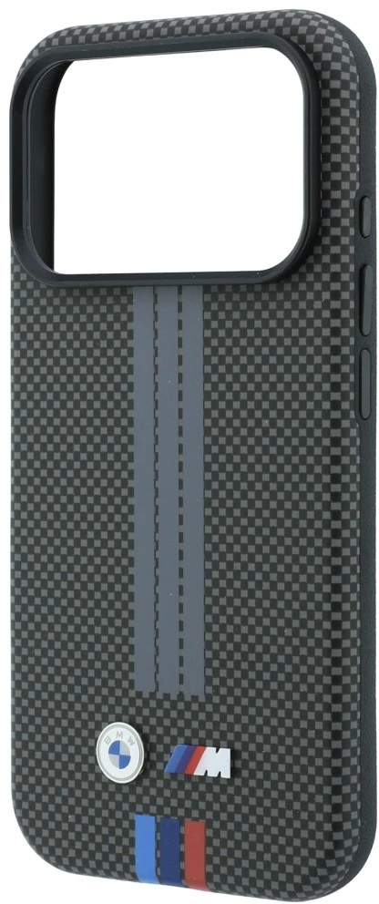BMW M Quadrille Kevlar trijų spalvų linijų MagSafe dėklas, skirtas iPhone 18 Pro Max / 17 Pro Max, antracito spalvos