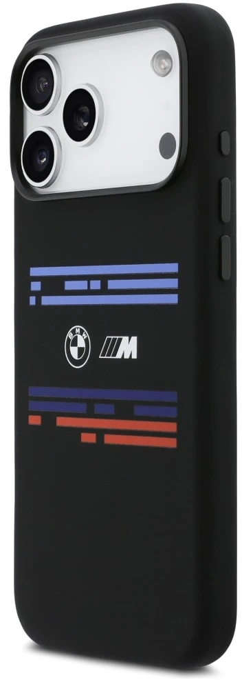 BMW M Silicon Horizontal Line MagSafe dėklas Apple iPhone 17 Pro Max juodos spalvos