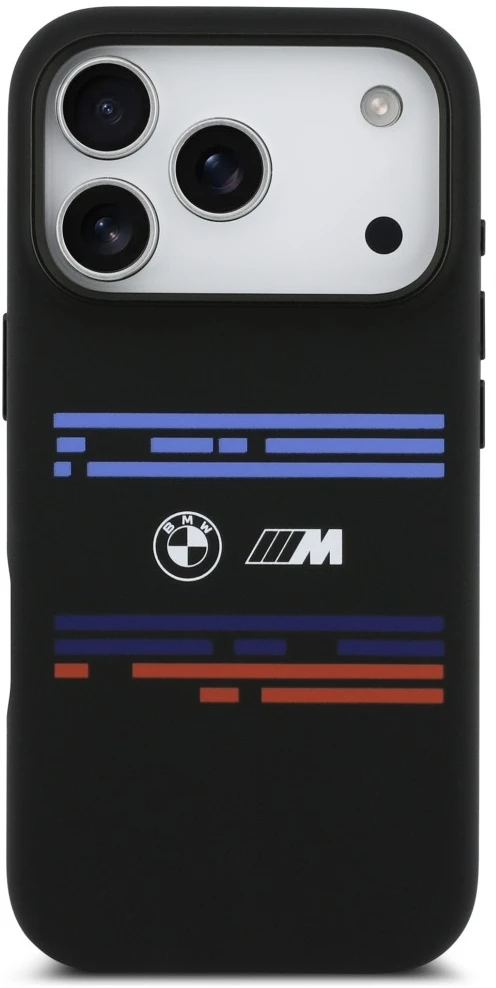 BMW M Silicon Horizontal Line MagSafe dėklas Apple iPhone 17 Pro juodos spalvos
