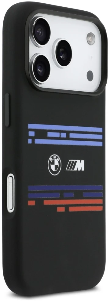BMW M Silicon Horizontal Line MagSafe dėklas Apple iPhone 17 Pro juodos spalvos