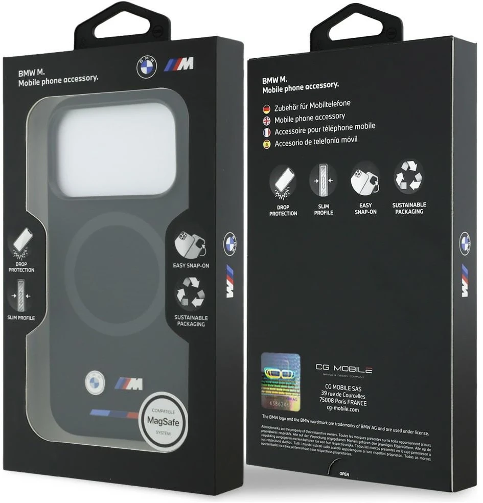 BMW M Silicon Logo MagSafe dėklas Apple iPhone 17 Pro juodos spalvos