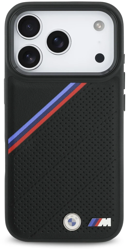 BMW M Tricolor Perforated Pattern MagSafe dėklas skirtas Apple iPhone 17 Pro Juodas