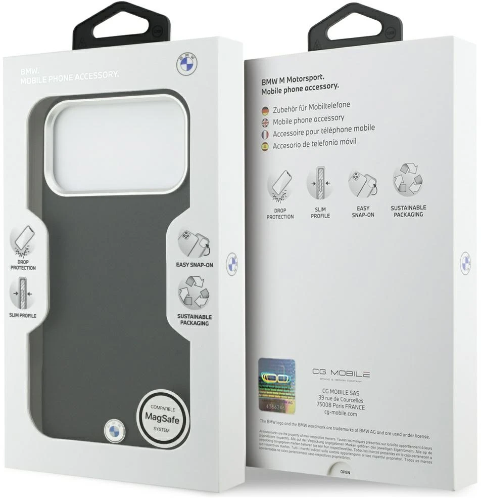 BMW Sign Full Wrapped Metal MagSafe dėklas Apple iPhone 17 Pro Max juodos spalvos