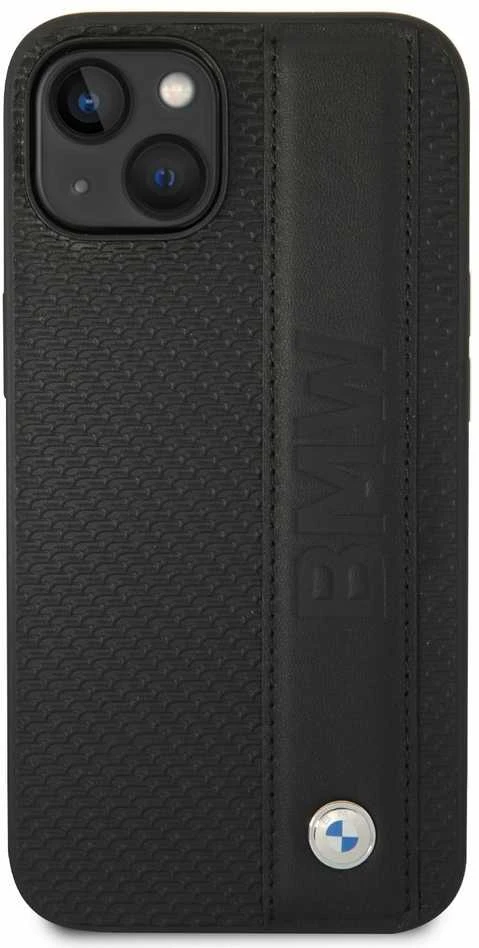 BMW Signature Leather Big Logo dėklas skirtas iPhone 14 Plus Juodas