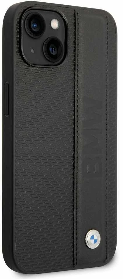 BMW Signature Leather Big Logo dėklas skirtas iPhone 14 Plus Juodas